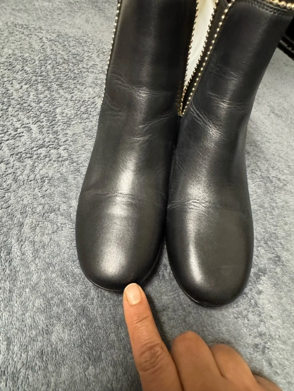 Coach Black Ankle Booties with Gold Bead Trim